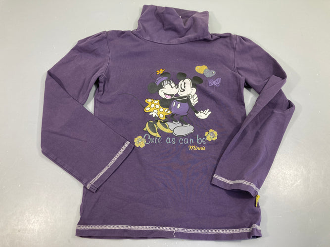 T-shirt m.l mauve col roulé, Mickey Minnie, moins cher chez Petit Kiwi
