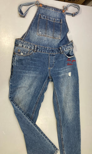 Salopette en jean  effet éraillé-Petite tache arrière cuisse-Pimkie, moins cher chez Petit Kiwi