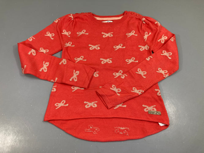 Pull orange avec noeuds dorés, moins cher chez Petit Kiwi