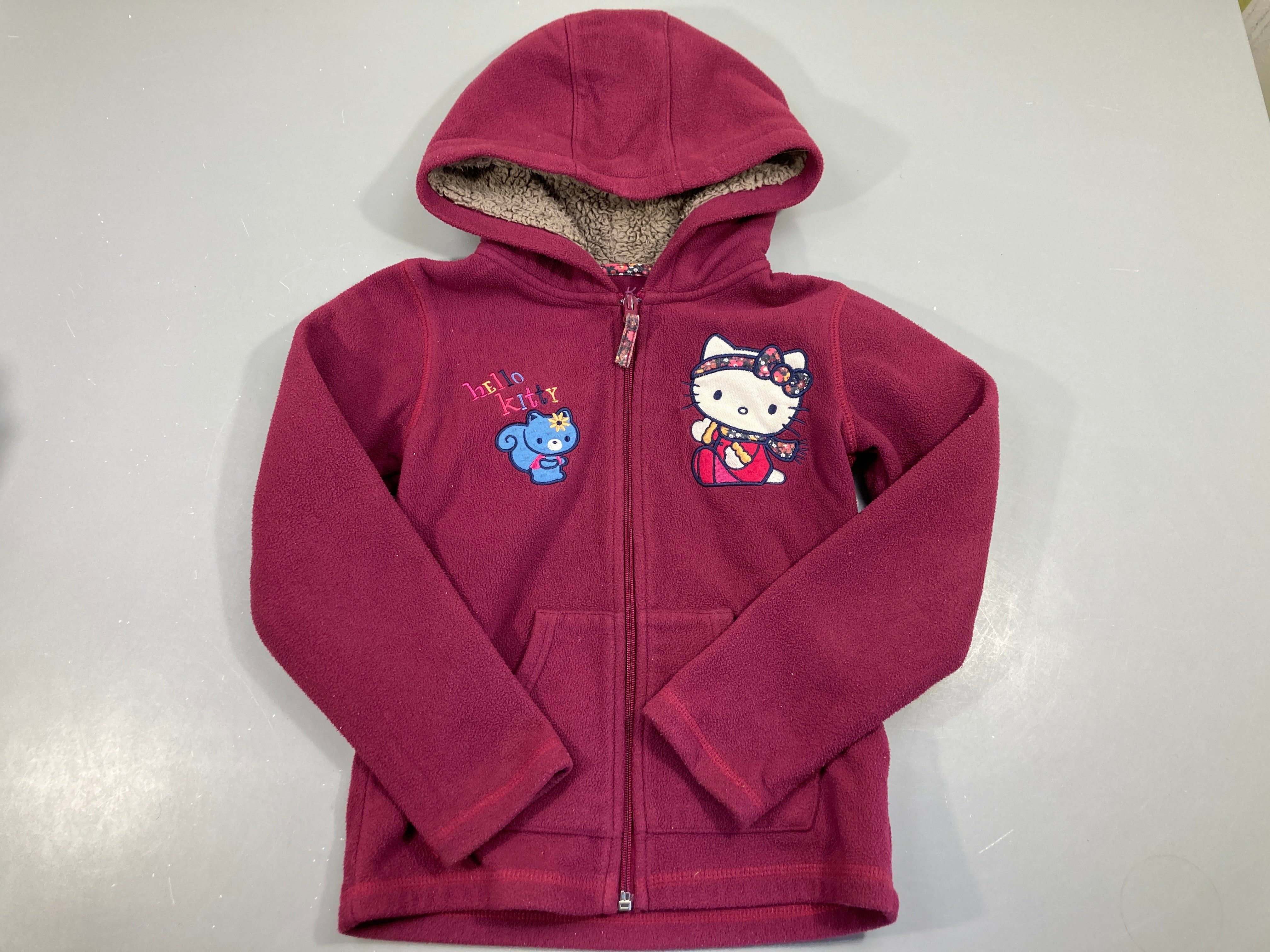Polar zippé à capuche bordeaux hello kitty