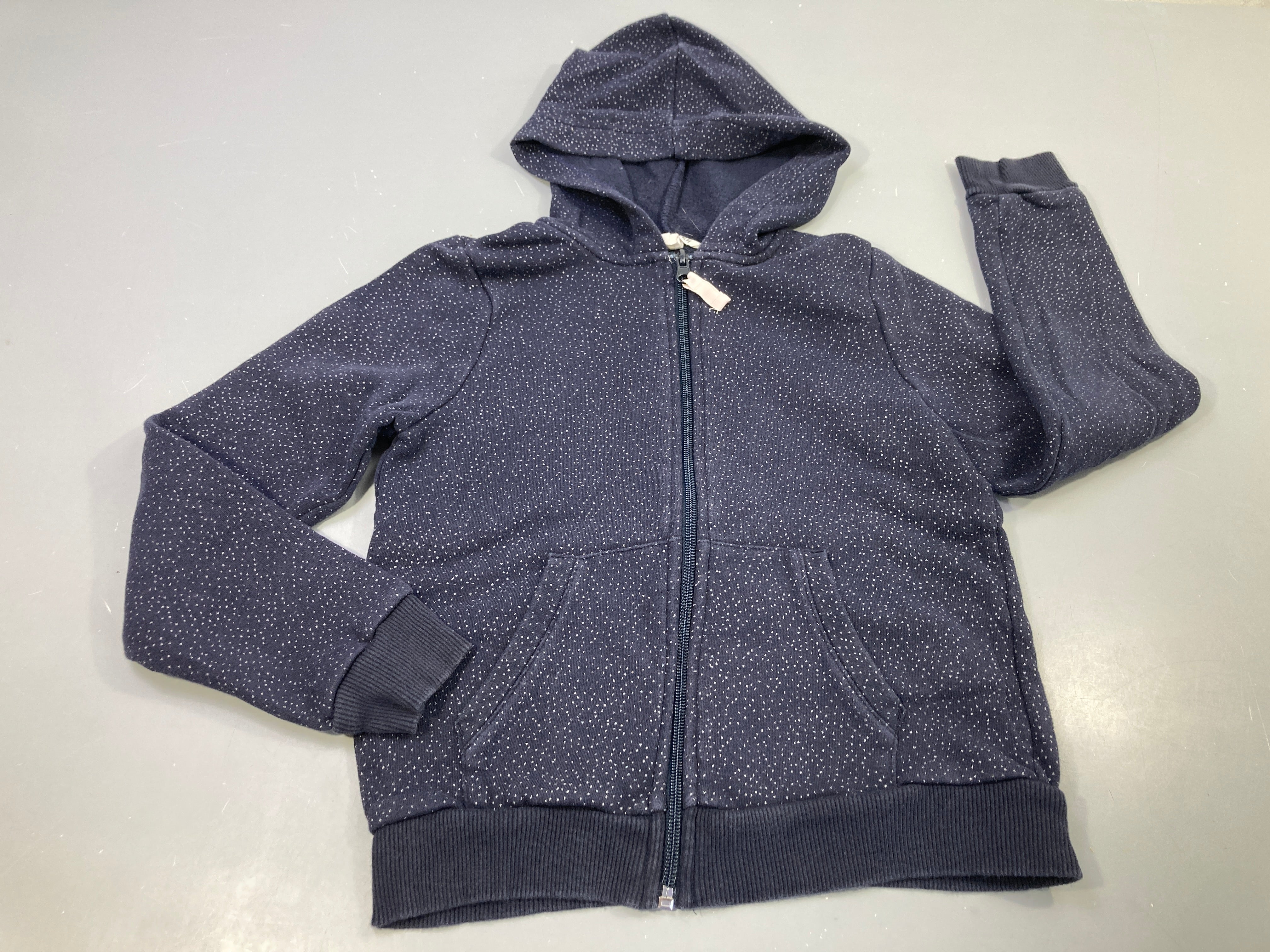 Sweat zippé à capuche noir moucheté pailleté
