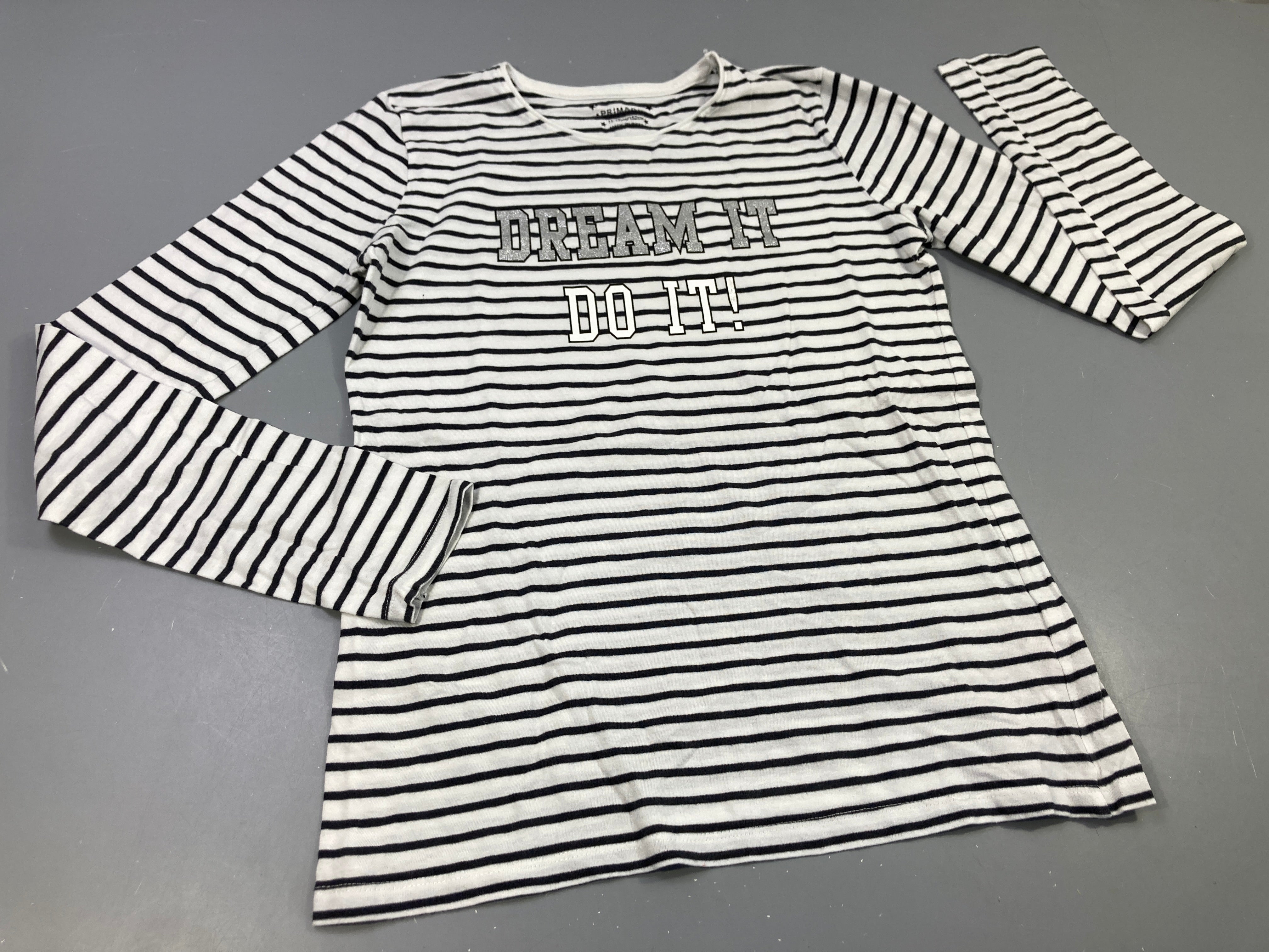 T-shirt m.l blanc rayé bleu marine 