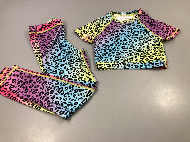 Ensemble de sport T-shirt m.c + legging multicolore tacheté noir, moins cher chez Petit Kiwi