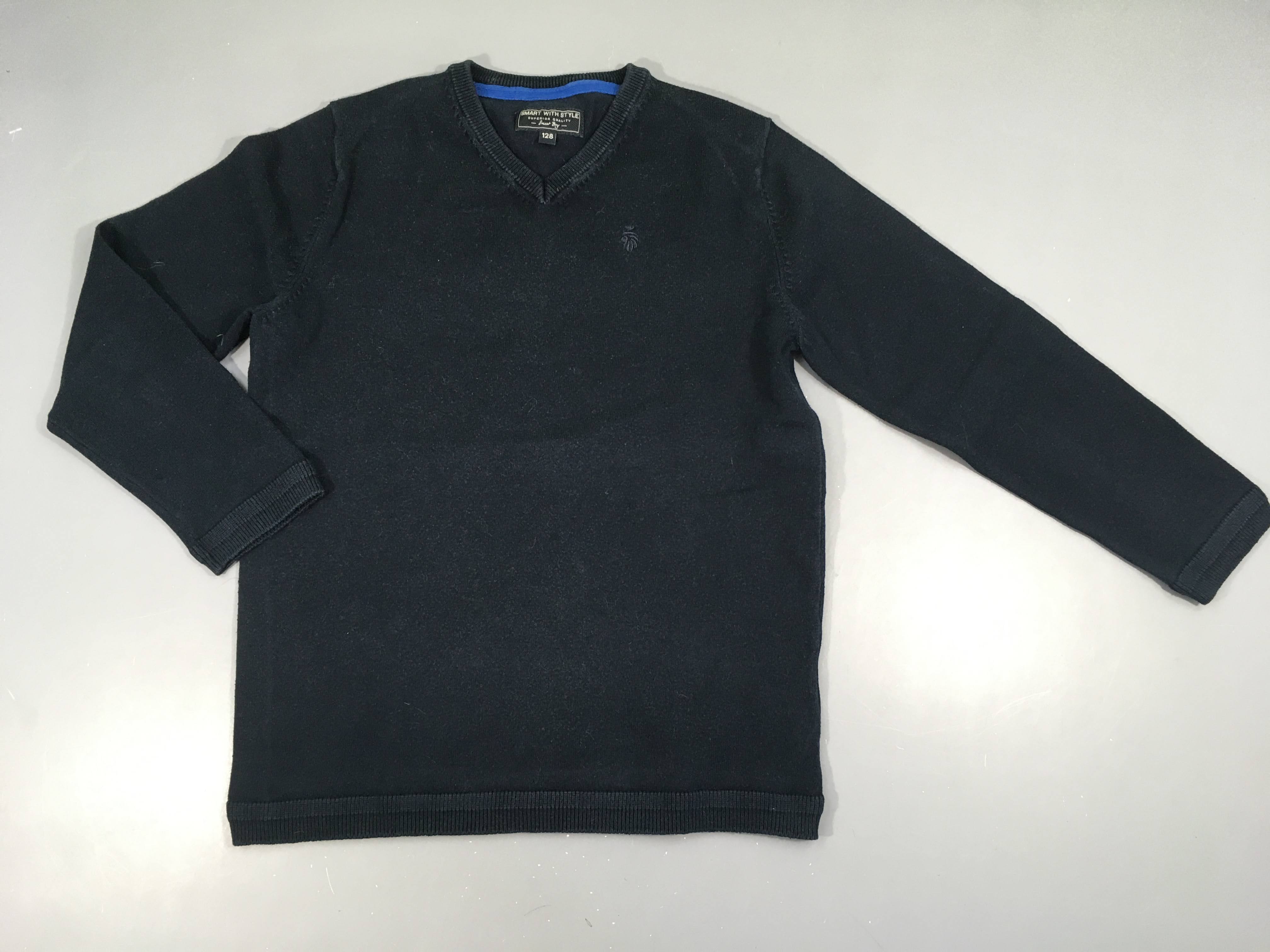 Pull col V bleu marine Légèrement bouloché
