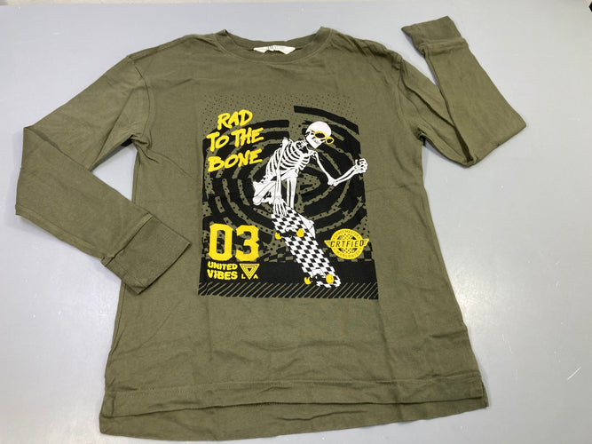 T-shirt m.l kaki squelette "Rad to the bone", moins cher chez Petit Kiwi