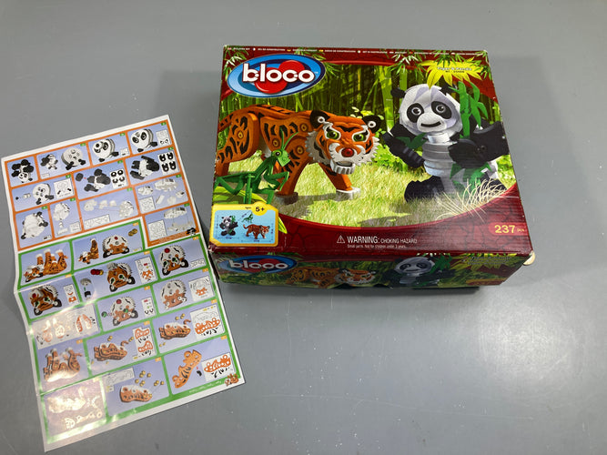 Bloco Tiger & Panda, 25008, jeu de construction en mousse 3D avec pièces articulées. 237pcs, complet, moins cher chez Petit Kiwi