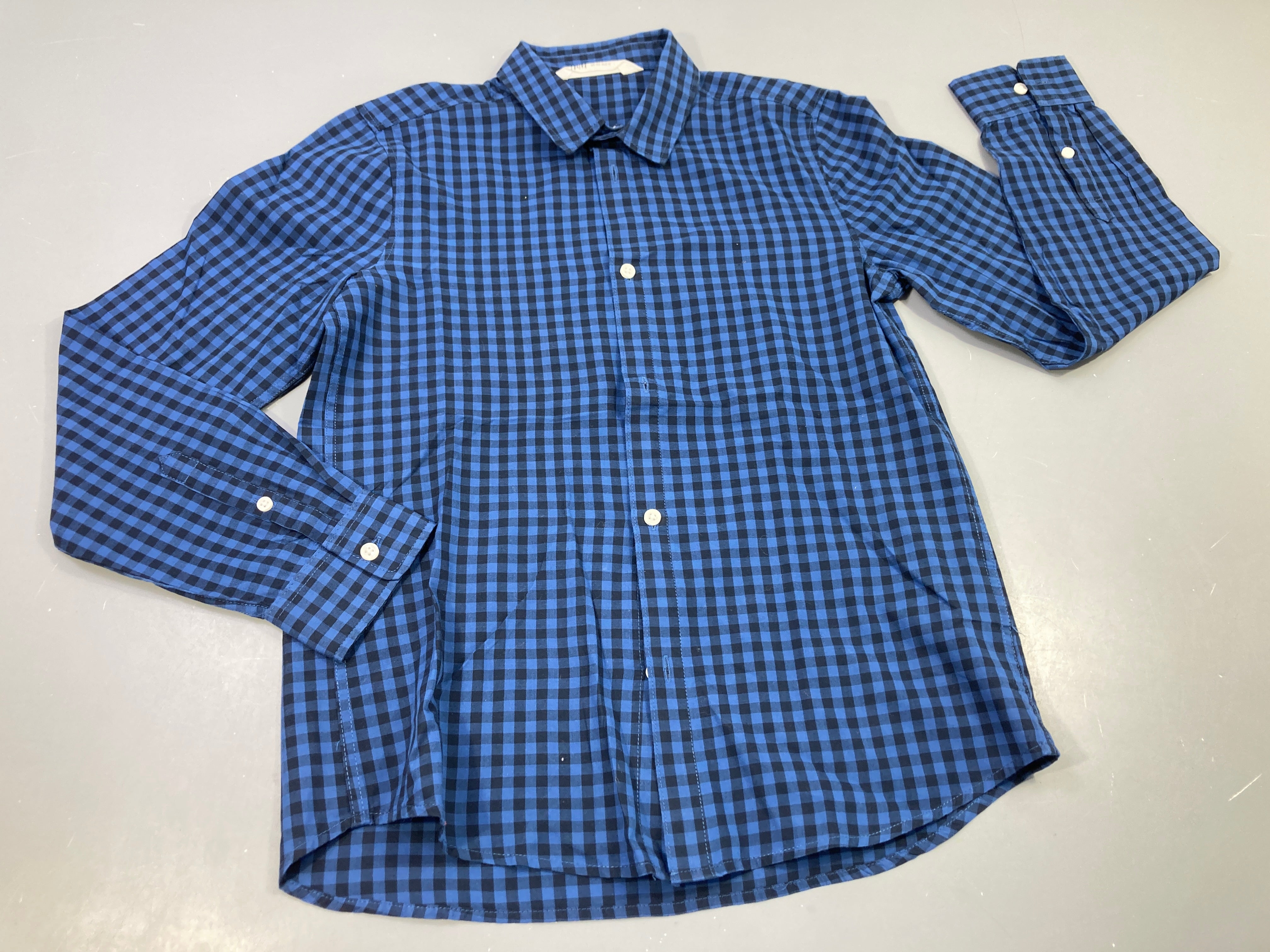 Chemise m.l bleue à carreaux bleu marine