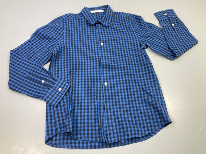 Chemise m.l bleue à carreaux bleu marine, moins cher chez Petit Kiwi
