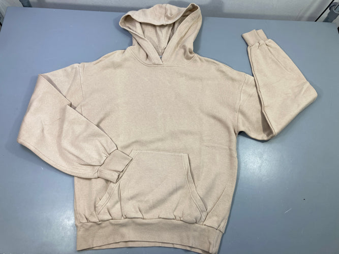 Sweat à capuche beige , poche à l'avant , légèrement bouloché, moins cher chez Petit Kiwi