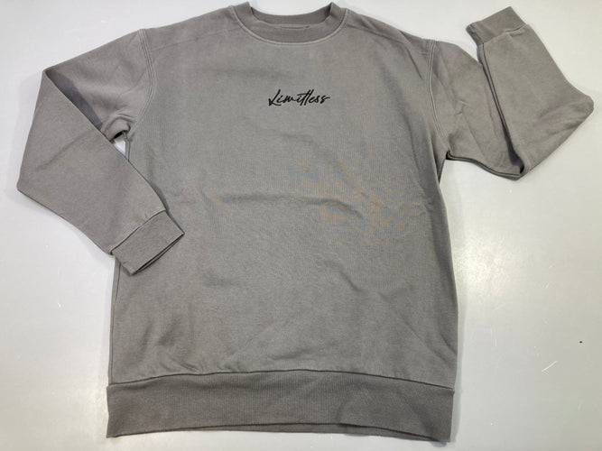 Sweat gris "Limitess" , très légèrement bouloché, moins cher chez Petit Kiwi
