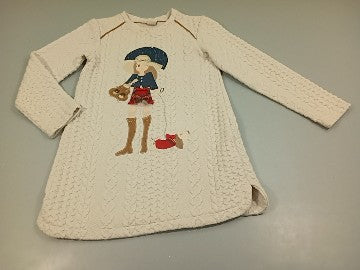 Robe m.l beige torsadé , fillette. Légèrement boulochée