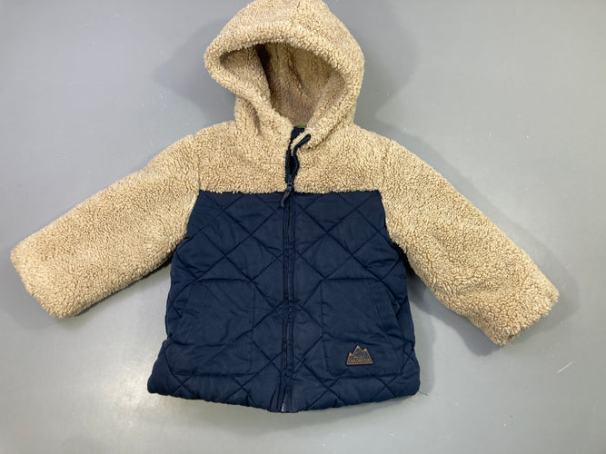 Doudoune sherpa bicolore beige/marine, moins cher chez Petit Kiwi