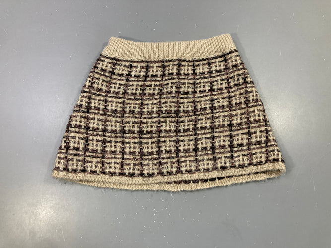 Jupe tricot beige/marron à carreaux, moins cher chez Petit Kiwi