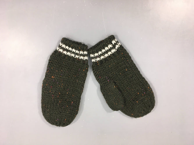 Moufles kaki mailles ocre, moins cher chez Petit Kiwi