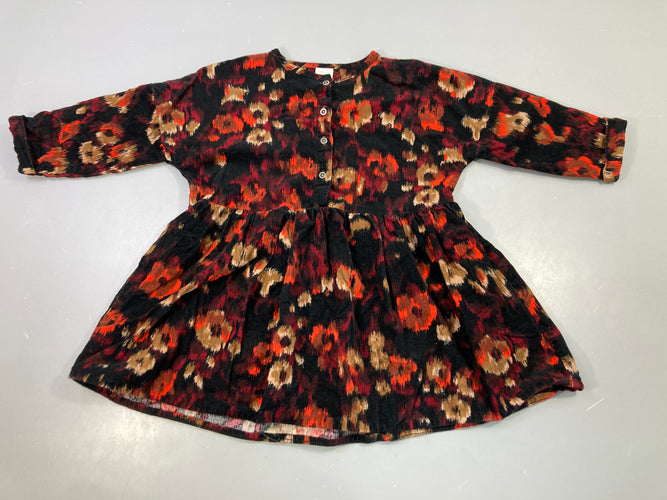 Robe m.l velours côtelé imprimé léopard multicolore, moins cher chez Petit Kiwi
