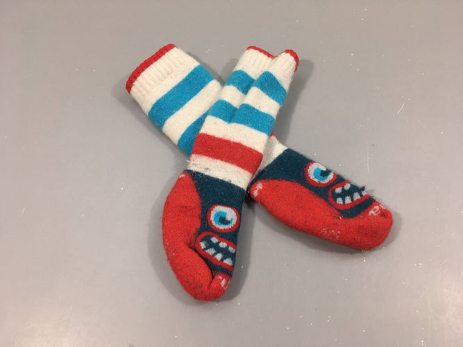 Chaussettes de ski blanche rayé rouge bleu laine? Wed'ze, 23-25, moins cher chez Petit Kiwi