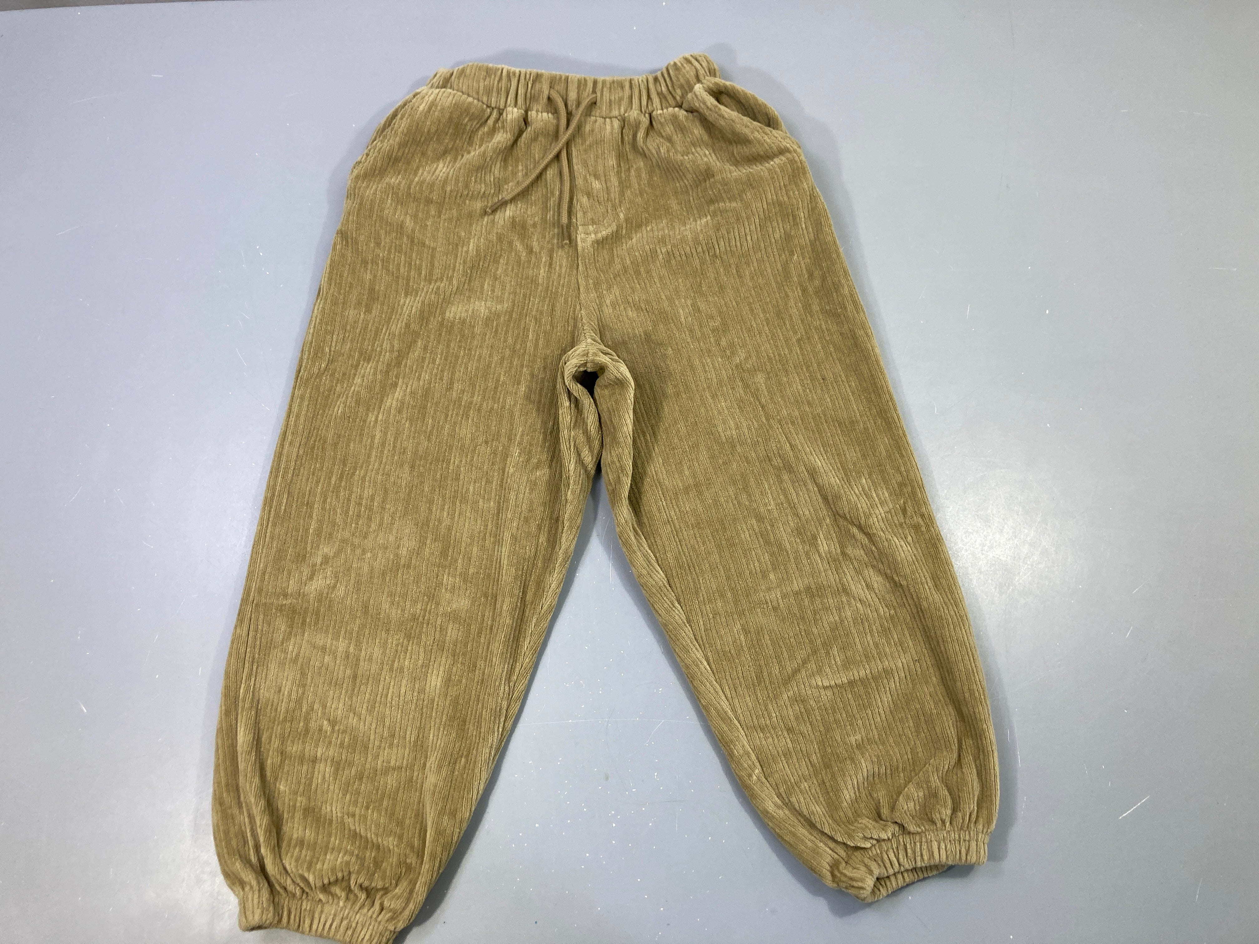 Pantalon jogging velours kaki, taille élastique