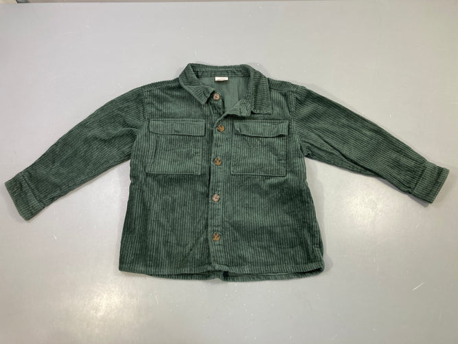 Chemise m.l velours côtelé vert foncé, moins cher chez Petit Kiwi