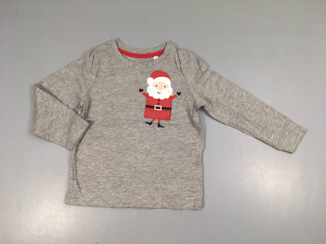 T-shirt m.l gris chiné Père Noël poche, moins cher chez Petit Kiwi