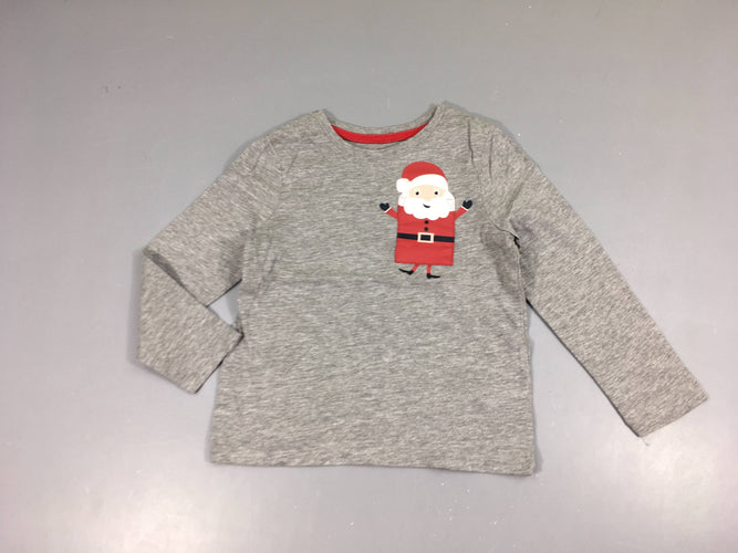 T-shirt m.l gris chiné Père Noël poche, moins cher chez Petit Kiwi
