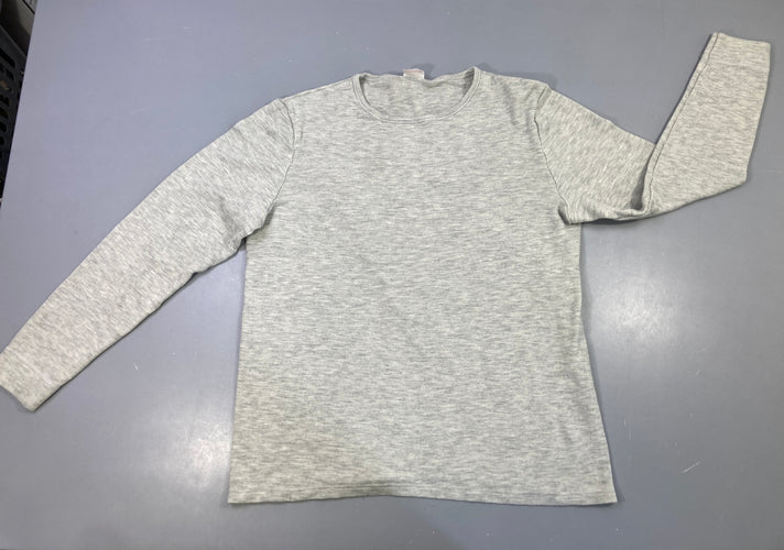 T-shirt m.l thermique gris chiné légèrement bouloché (taille estimée, pas d'étiquette), moins cher chez Petit Kiwi
