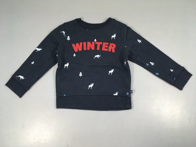 Sweat bleu marine Winter Noël, moins cher chez Petit Kiwi
