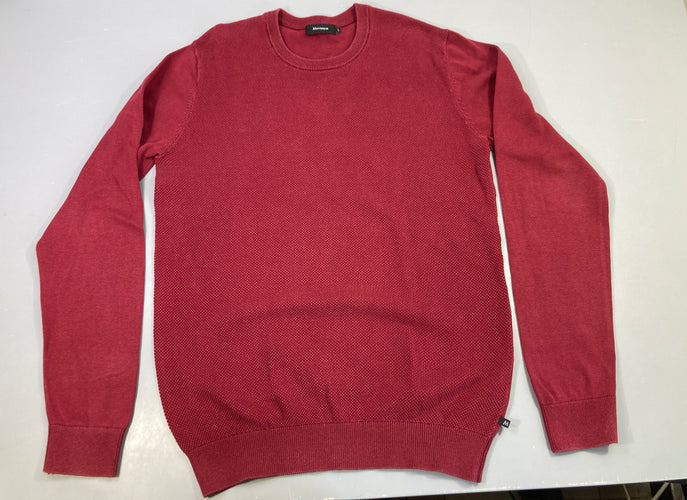 Pull col rond bordeaux texturé, moins cher chez Petit Kiwi