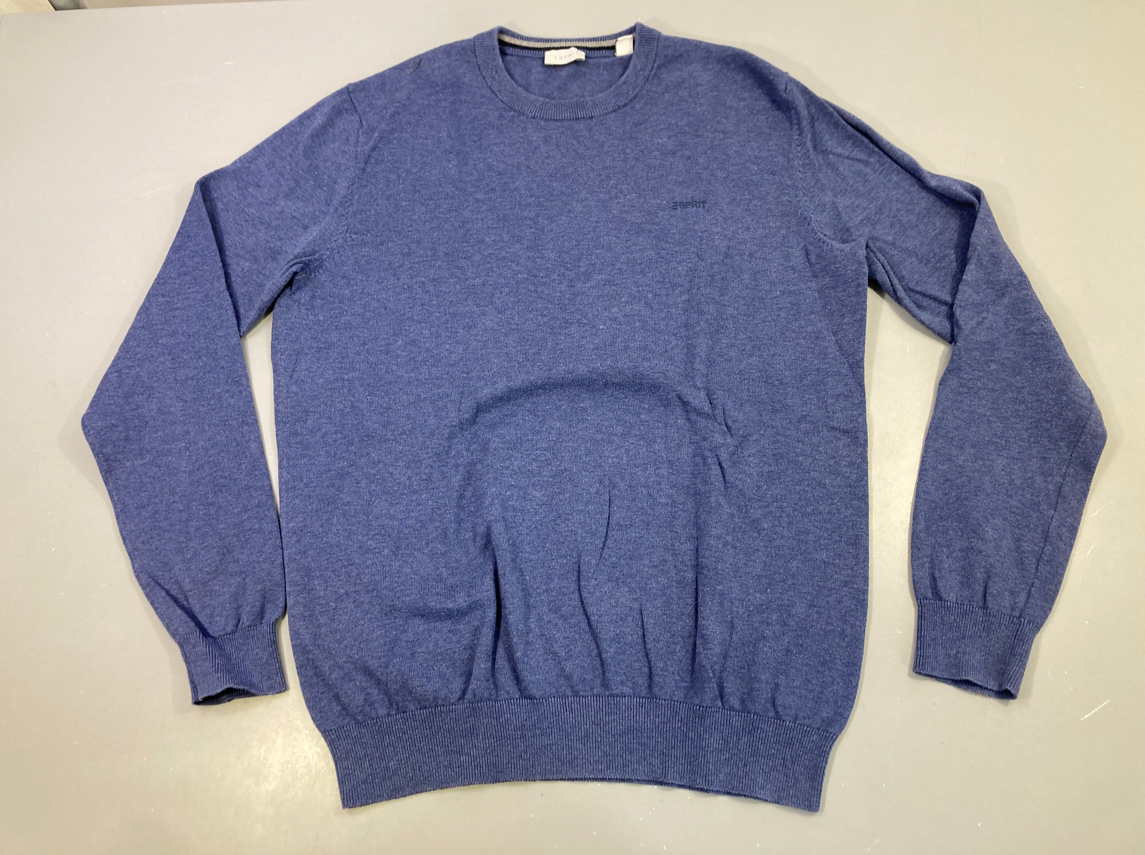 Pull col rond bleu 
