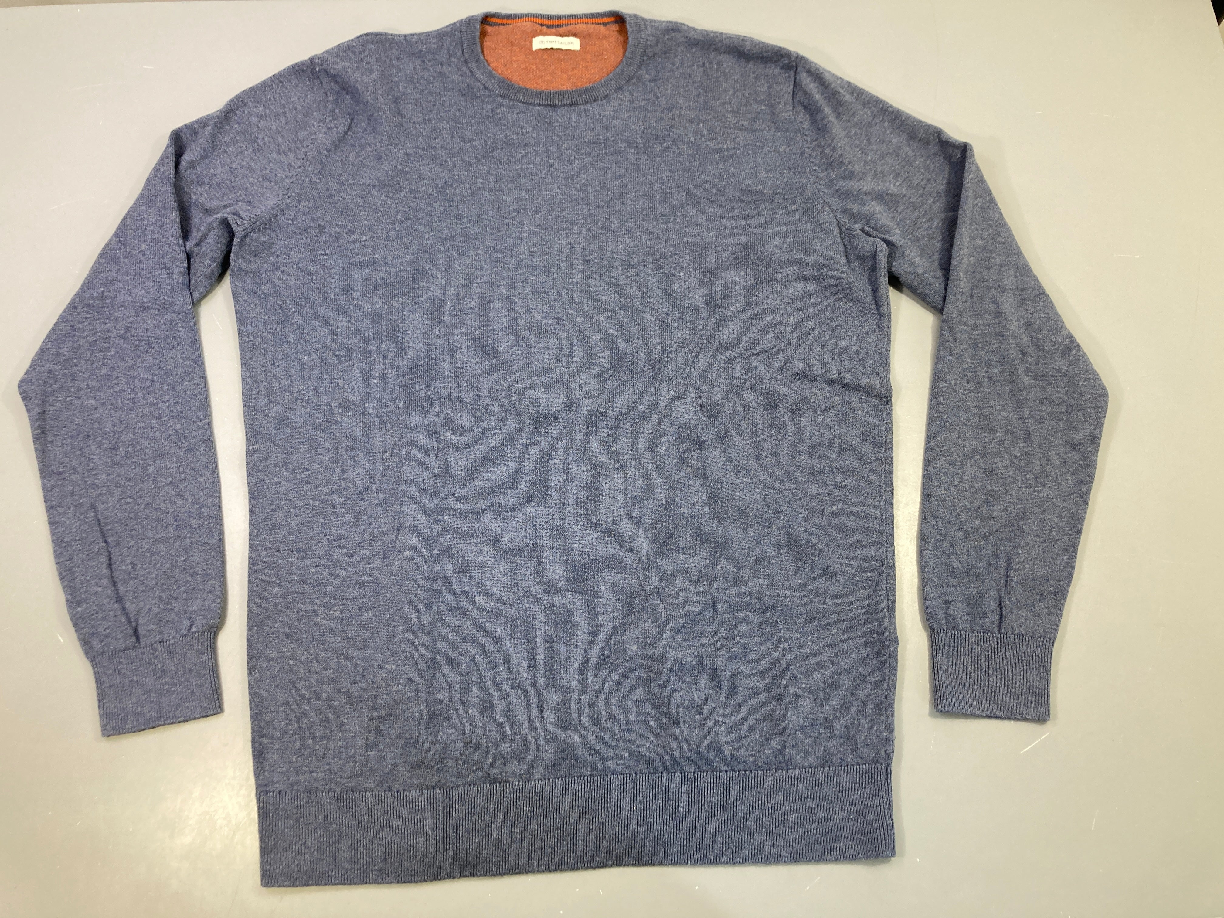 Pull col rond bleu chiné 