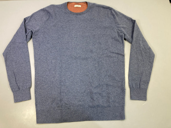 Pull col rond bleu chiné "Tom Tailor", légèrement bouloché, moins cher chez Petit Kiwi