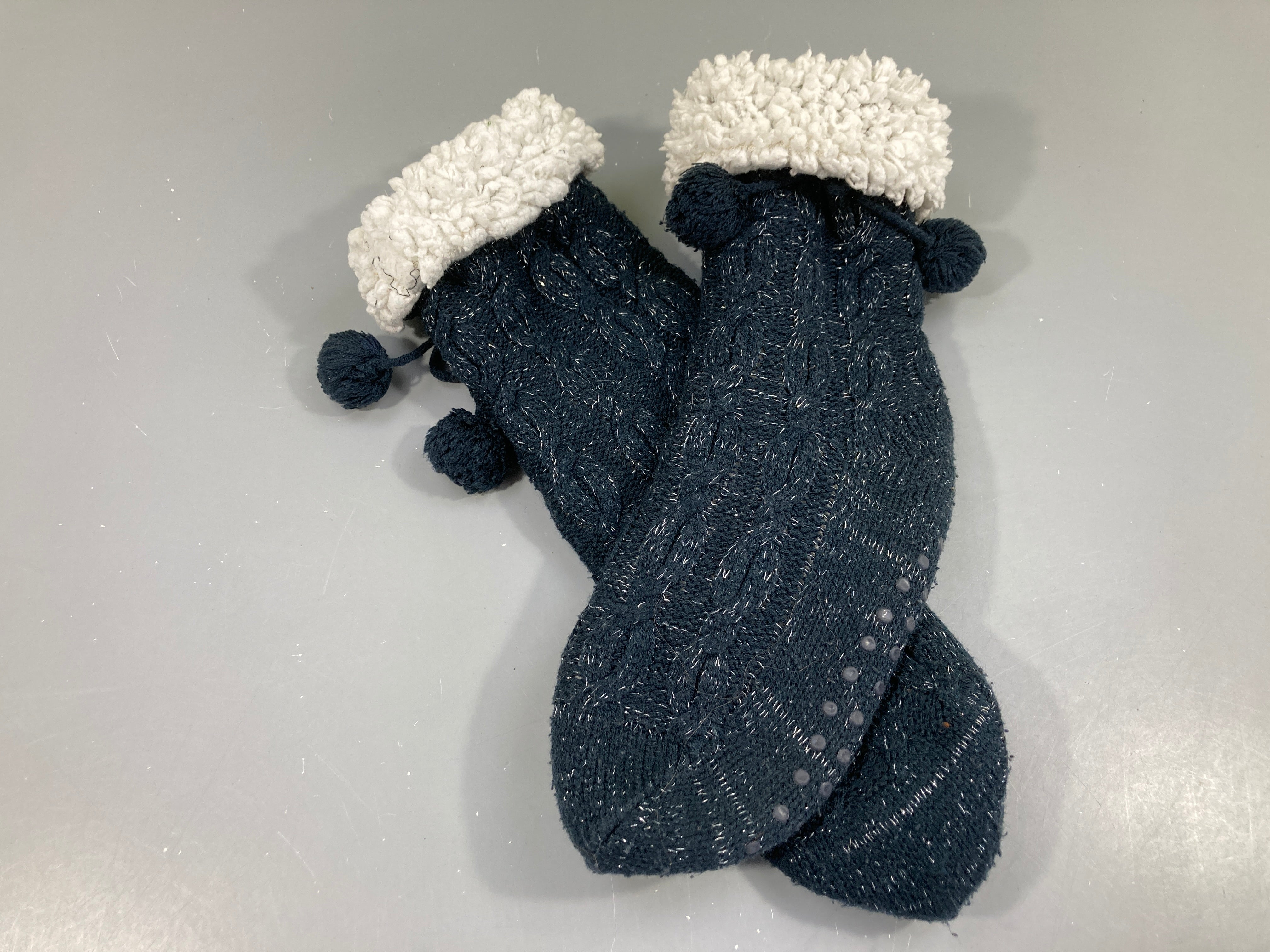 Chaussettes fourrées bleu marine irisé