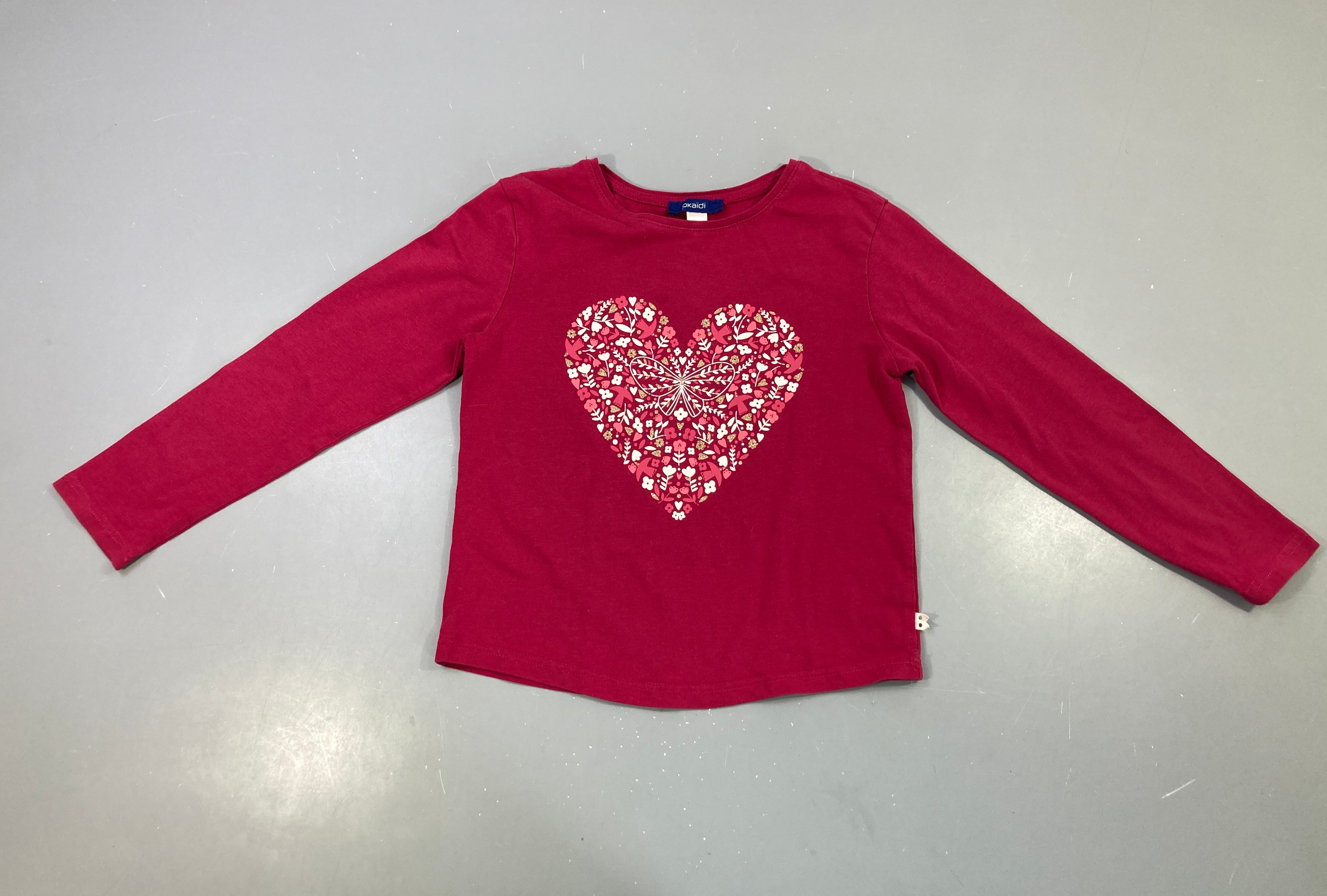 T-shirt m.l bordeaux, coeur floral