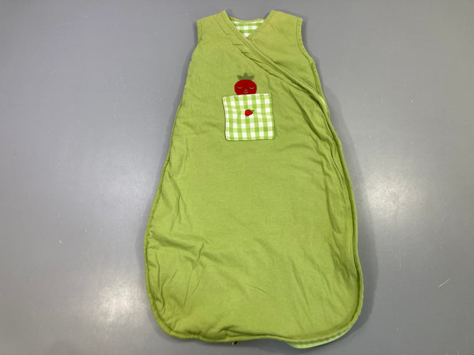 Gigoteuse jersey s.m ouatiné verte motif fraise, moins cher chez Petit Kiwi