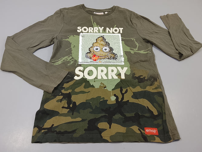 T-shirt m.l camouflage  kaki émoji en sequins réversibles, moins cher chez Petit Kiwi
