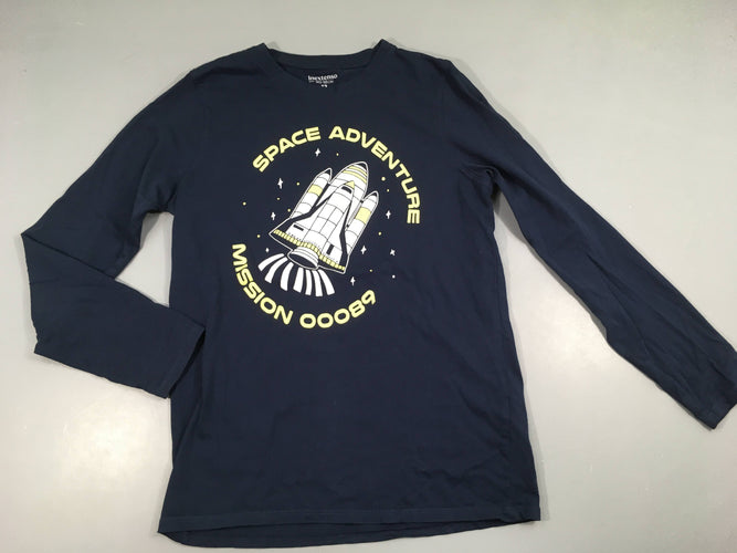 T-shirt m.l bleu foncé space adventure fusée, moins cher chez Petit Kiwi