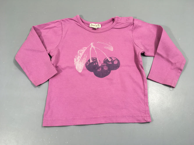 T-shirt m.l mauve, cerises, moins cher chez Petit Kiwi