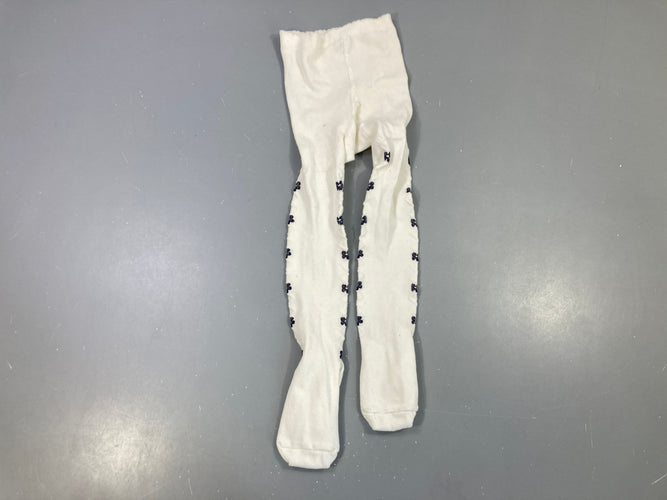 Collants blancs, motif brodé marine, 23-26, moins cher chez Petit Kiwi