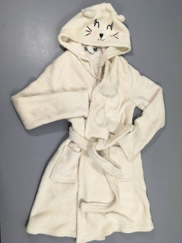 Peignoir velours blanc chat, moins cher chez Petit Kiwi