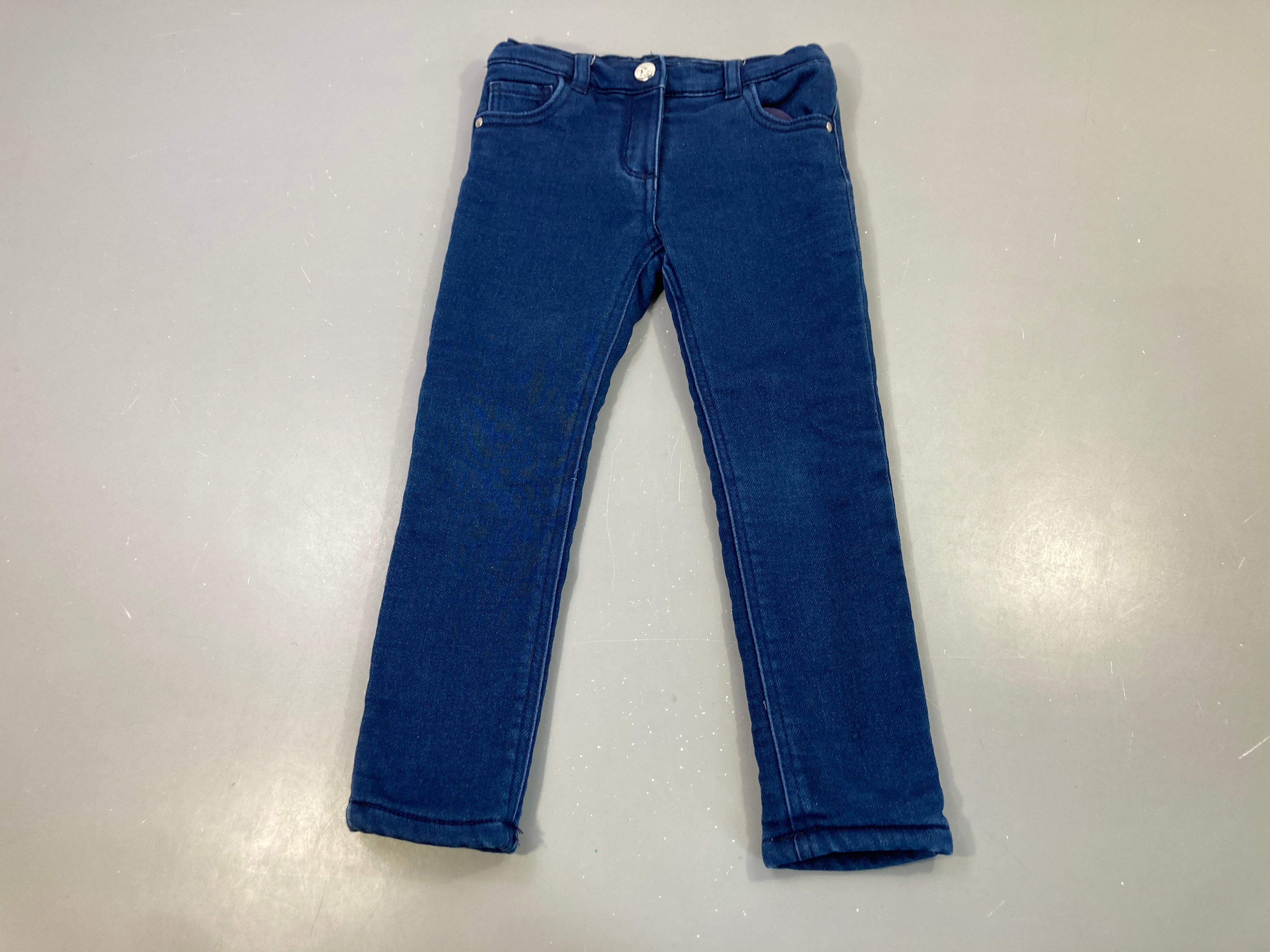 Jeans bleu foncé, doublé velours