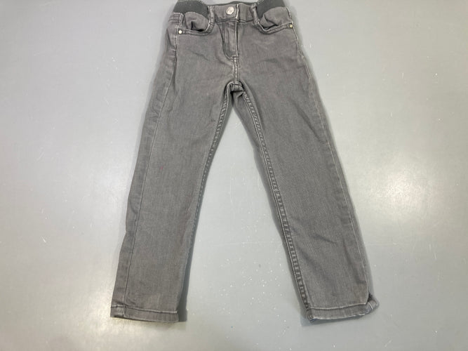 Jeans gris, taille élastiquée, moins cher chez Petit Kiwi