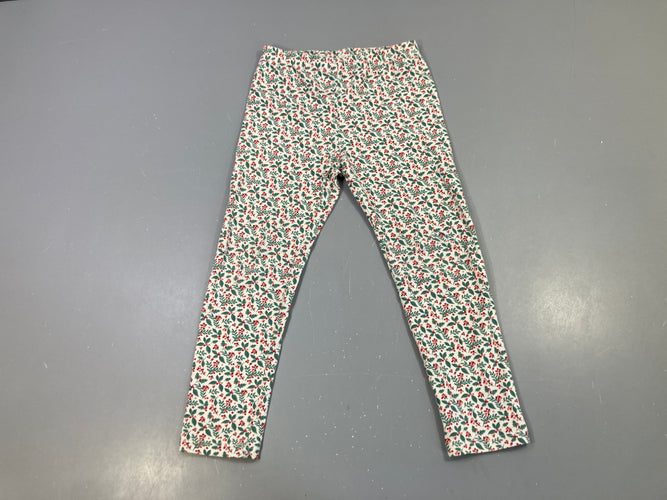 Legging blanc motif floral rouge/vert, moins cher chez Petit Kiwi