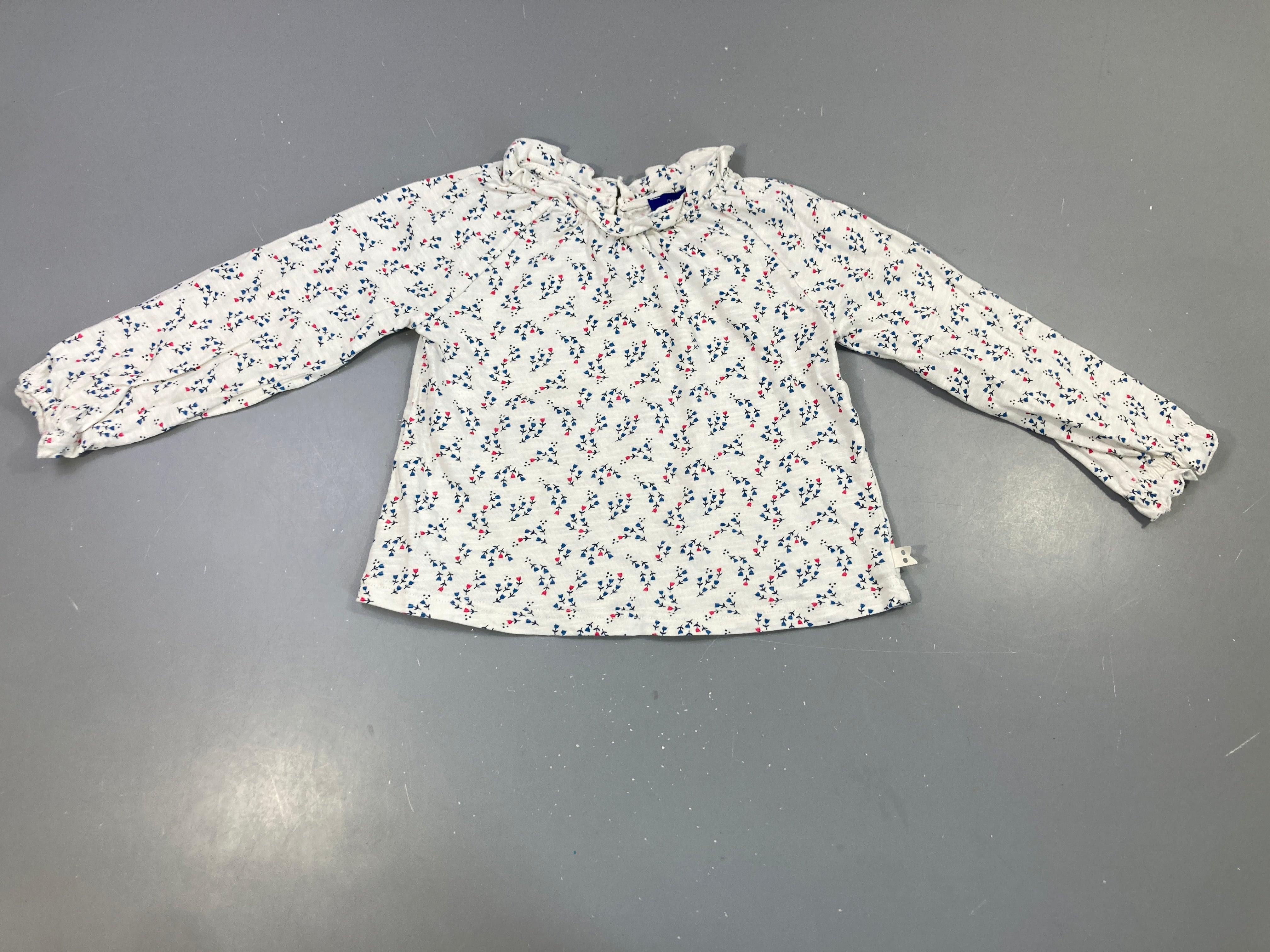 T-shirt m.l blanc, motif floral