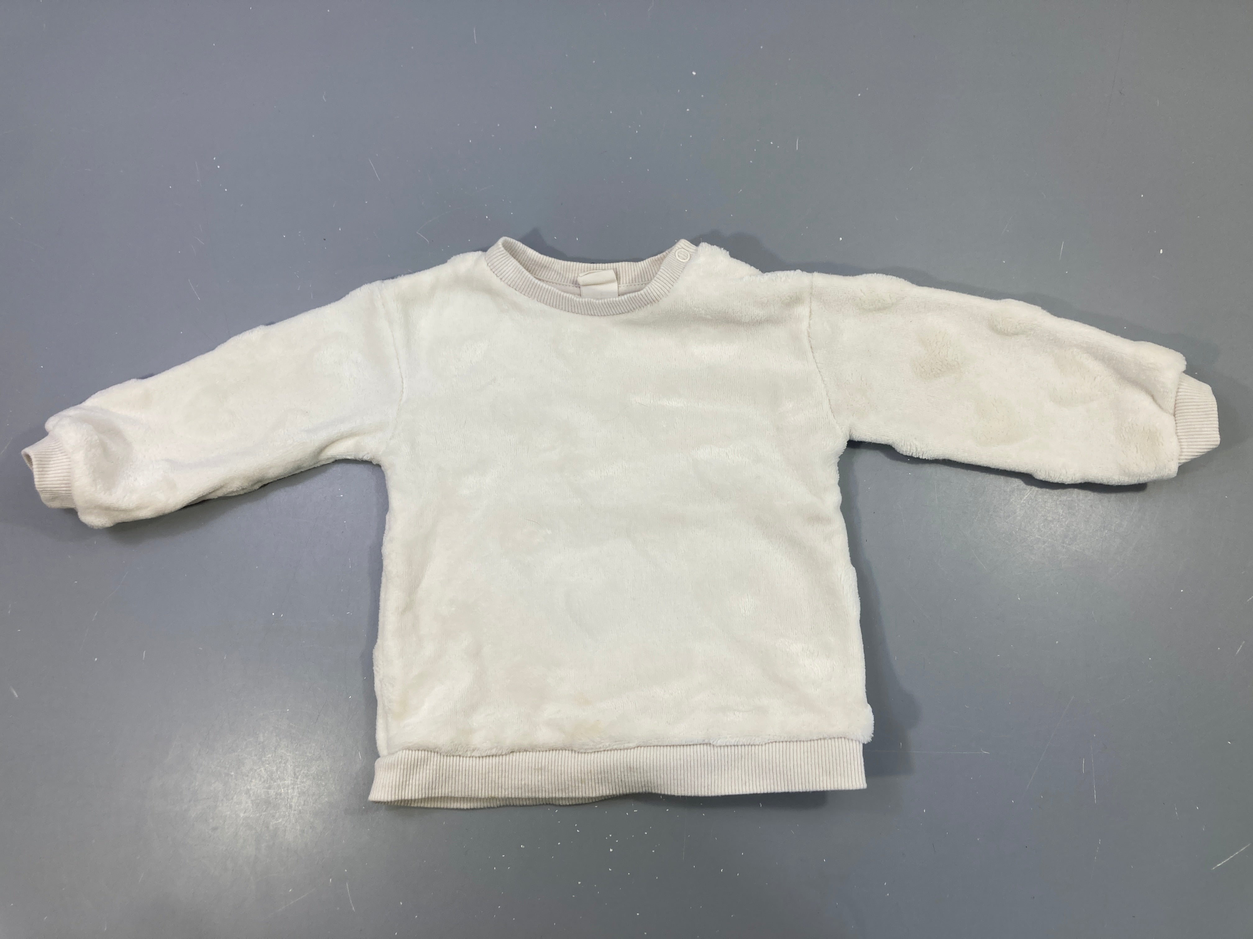 Pull velours blanc/écru coeurs