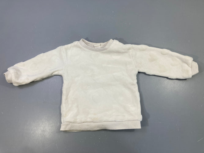 Pull velours blanc/écru coeurs, moins cher chez Petit Kiwi