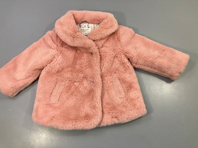 Manteau fausse fourrure rose à boutons, moins cher chez Petit Kiwi