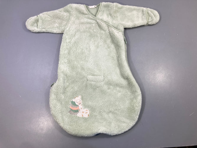 Sac de couchage m.l velours vert amande girafe, moins cher chez Petit Kiwi