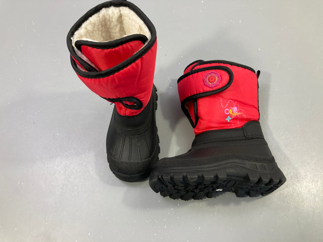Etat neuf Bottes de neige roses et noires fleurs, 22, moins cher chez Petit Kiwi