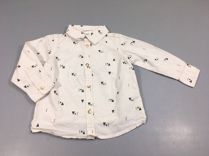 Chemise m.l blanche motifs chapeaux  triangulaires bleus, moins cher chez Petit Kiwi