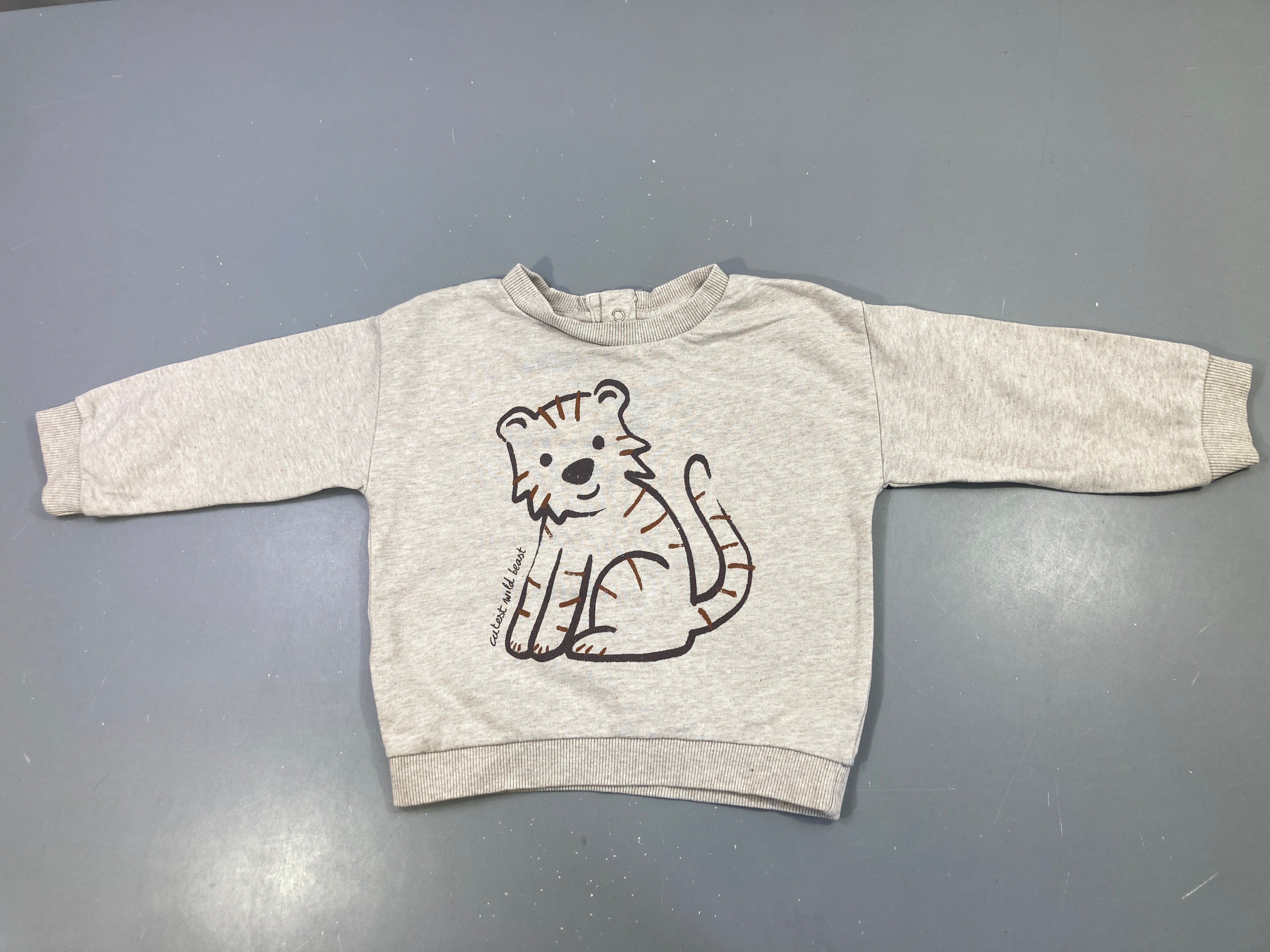 Sweat beige tigre, légèrement bouloché