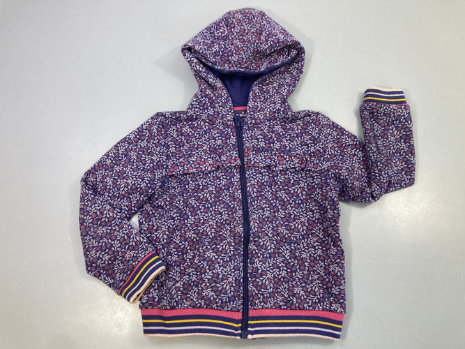 Gilet zippé à capuche mauve à fleurs, moins cher chez Petit Kiwi